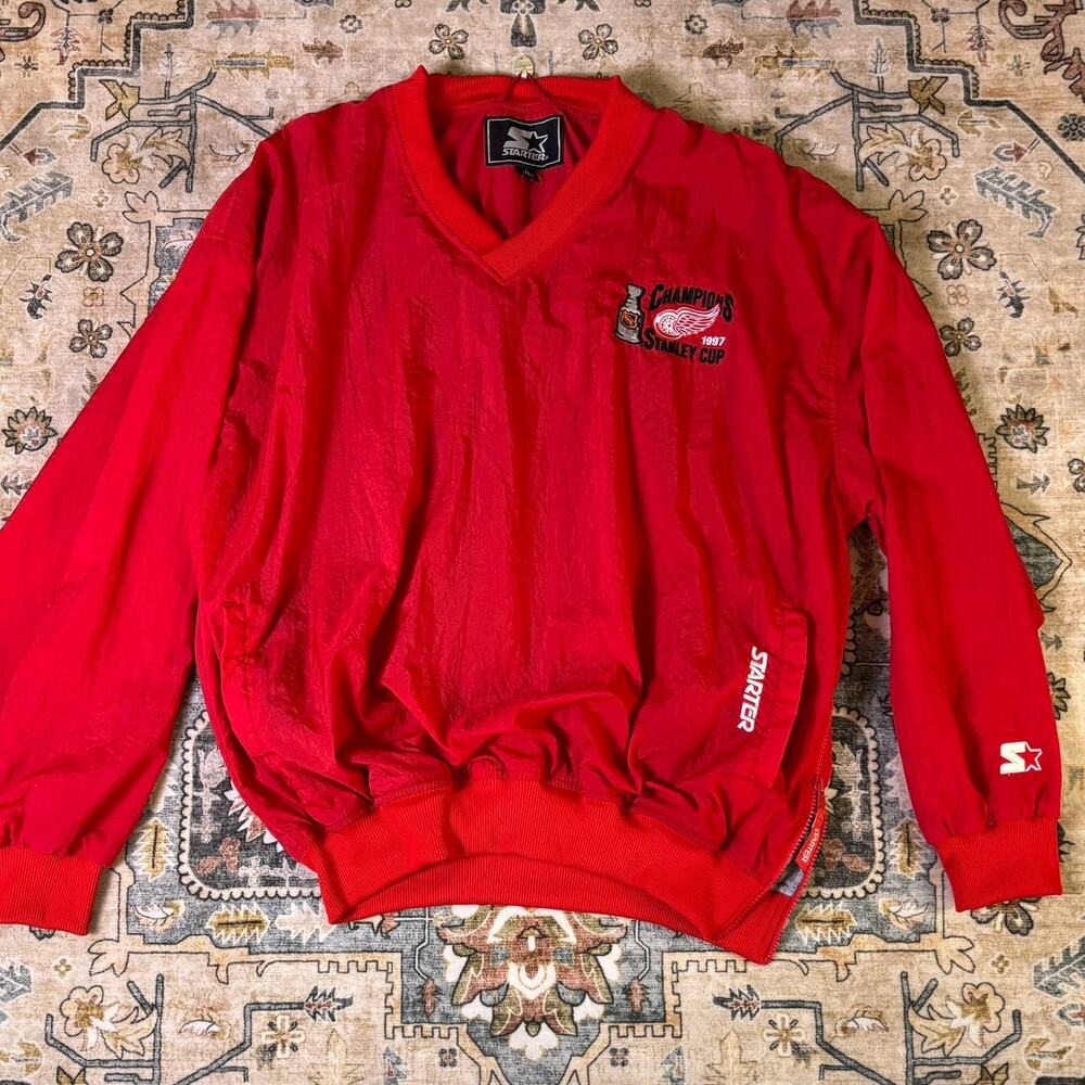 Vintage Starter 1997 Stanley Cup Detroit Red Wings windbreaker Pullover Large